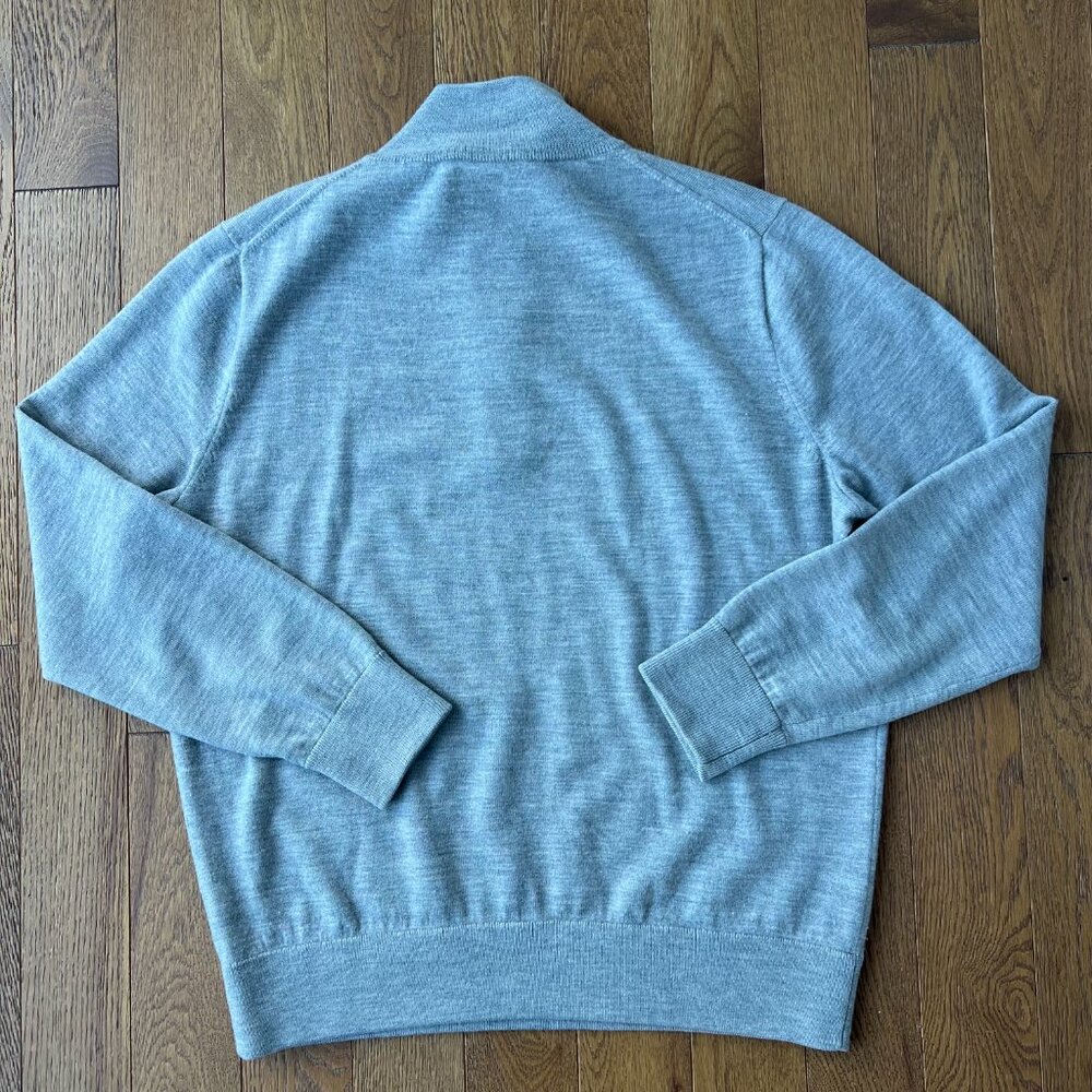 J.Crew 100% Merino Wool Quarter Zip Sweater Mens‎ L Gray Lightweight Pullover - Picture 6 of 6